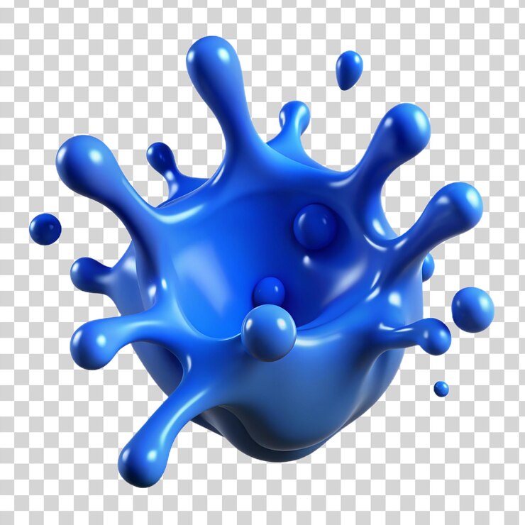 PSD salpico de tinta azul 3d isolado em fundo transparente