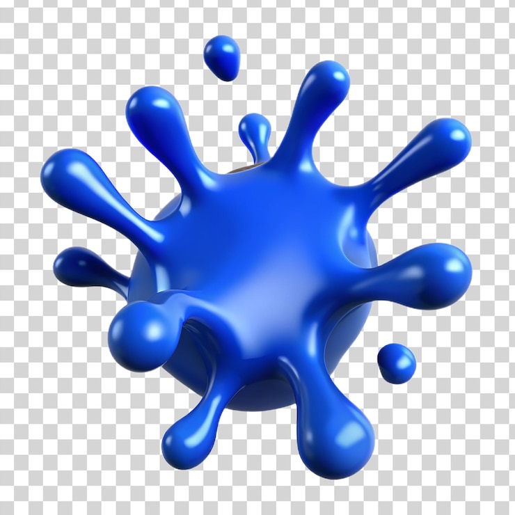 PSD salpico de tinta azul 3d isolado em fundo transparente