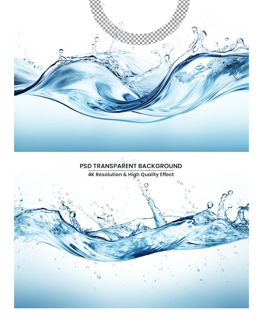 salpicos de água conceitos de água ondas de água naturais puras conceito de bebida saudável fundo transparente