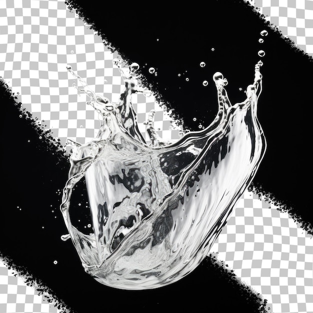 PSD salpicos de água de um copo em um cenário gradiente preto e branco