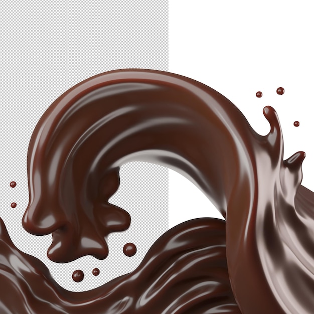 Salpicos de chocolate isolados no fundo psd premium