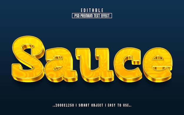 Salsa 3d efecto de texto editable psd con fondo premium