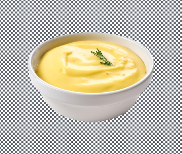 Salsa de Bearnaise muy sabrosa aislada sobre un fondo transparente