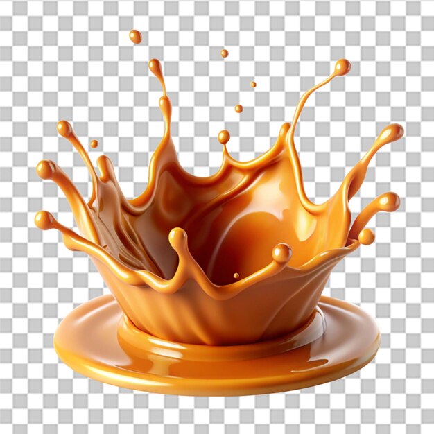 La salsa de caramelo, el jarabe, las olas aisladas sobre un fondo transparente.
