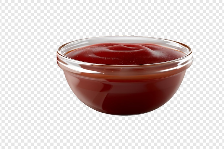 PSD salsa de comida en un cuenco aislado sobre un fondo transparente