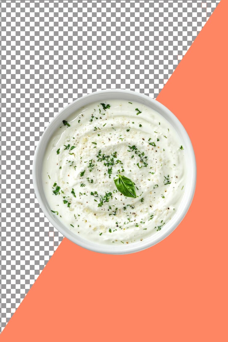 Salsa de crema César con queso parmesano y hierbas rica y salada genial para ensaladas hiperrealista