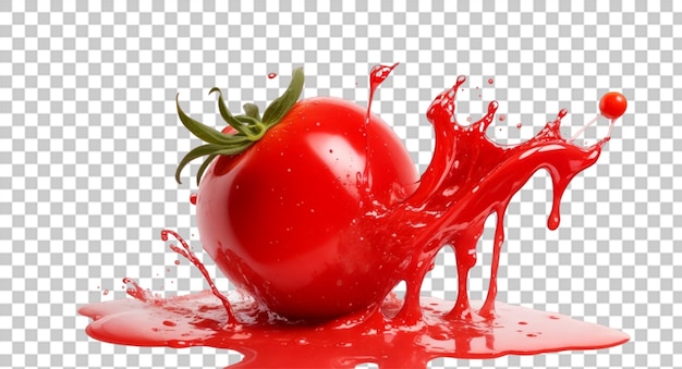 Salsa de ketchup de tomate ou suco de tomate líquido vermelho em fundo transparente png