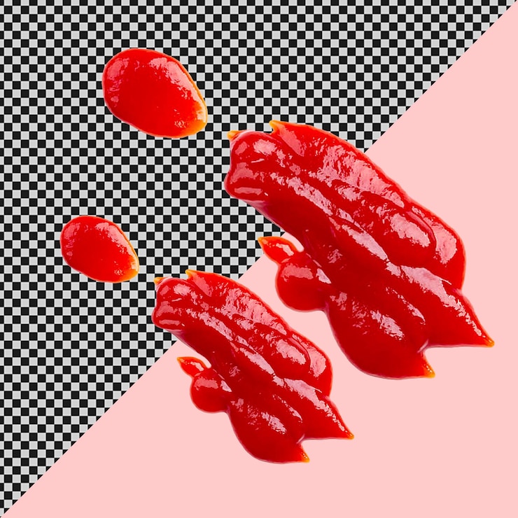 PSD salsa de ketchup de tomate salpicos ou líquido vermelho de suco de tomate vetor realista isolado com backg branco