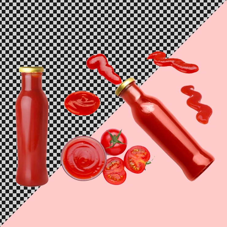PSD salsa de ketchup de tomate salpicos ou líquido vermelho de suco de tomate vetor realista isolado com backg branco