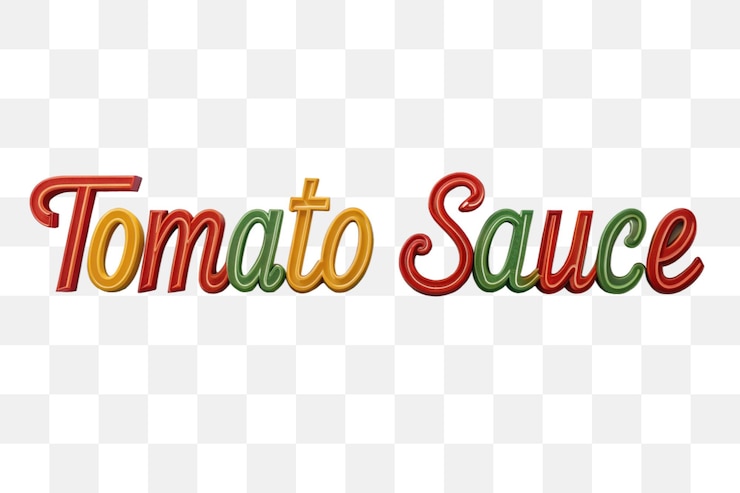 PSD salsa di pomodoro effetto di testo 3d colorato progettazione tipografica creativa e vibrante