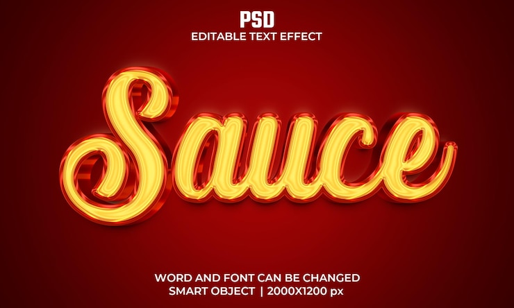 PSD salsa effetto testo modificabile 3d psd premium con sfondo