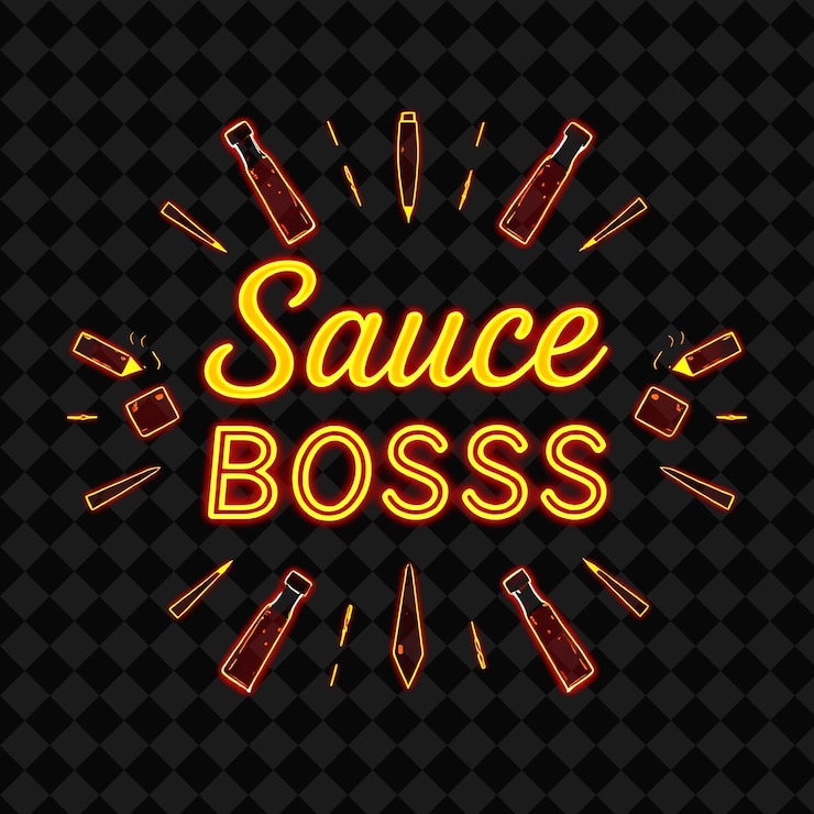 PSD salsa espumosa jefe texto en rojo neón y naranja profundo con salsa png inspirado en decorbo de alimentos de neón