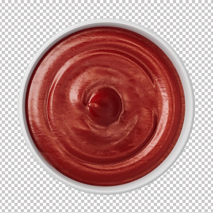 PSD salsa de ketchup en tarro de vajilla con fondo transparente 3d