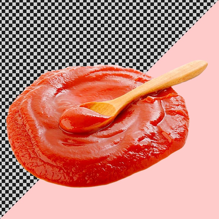 PSD salsa de ketchup de tomate salpicaduras o líquido rojo jugo de tomate vector realista aislado con fondo blanco