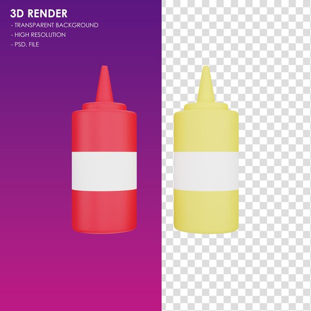 Salsa y mayonesa de icono 3D