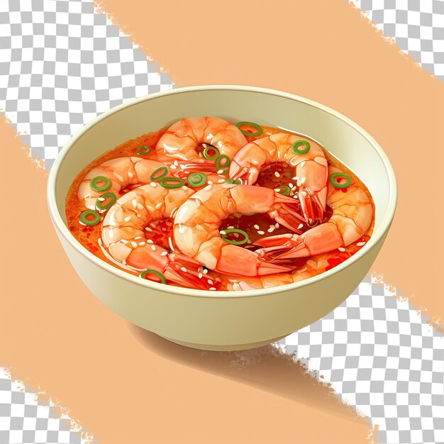 PSD salsa picante de mariscos para olla caliente japonesa en un cuenco sobre un fondo transparente