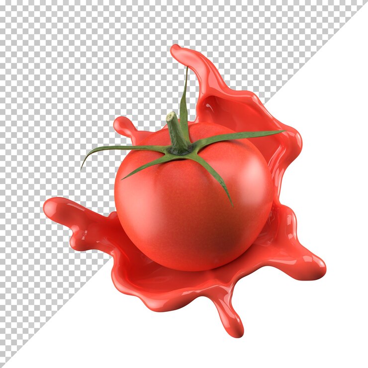 Salsa de salpicaduras de tomate sumergida en líquido rojo que fluye