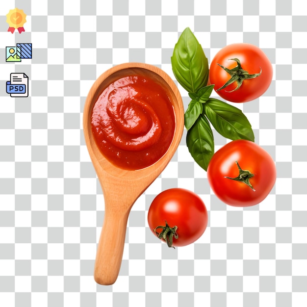 Salsa de tomate con fondo transparente