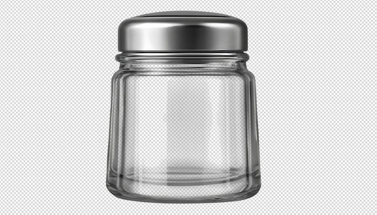 PSD saltador de vidrio transparente con tapa de acero inoxidable