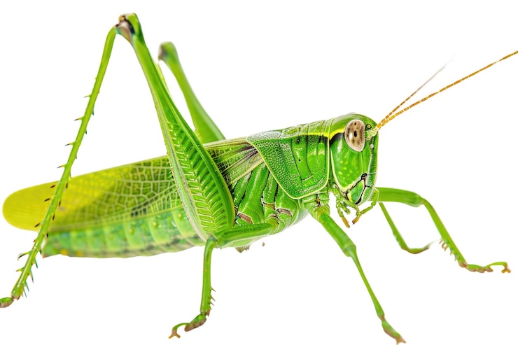 PSD el saltamontes verde aislado sobre un fondo blanco fotografía de estudio aig57