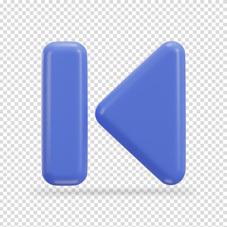 PSD saltare il pulsante del lettore di musica precedente icona vettoriale 3d