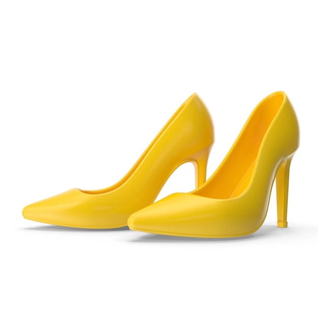 Salto amarelo Arquivos PSD Salto de alta qualidade Ilustrações de modelagem Calçados e moda detalhados
