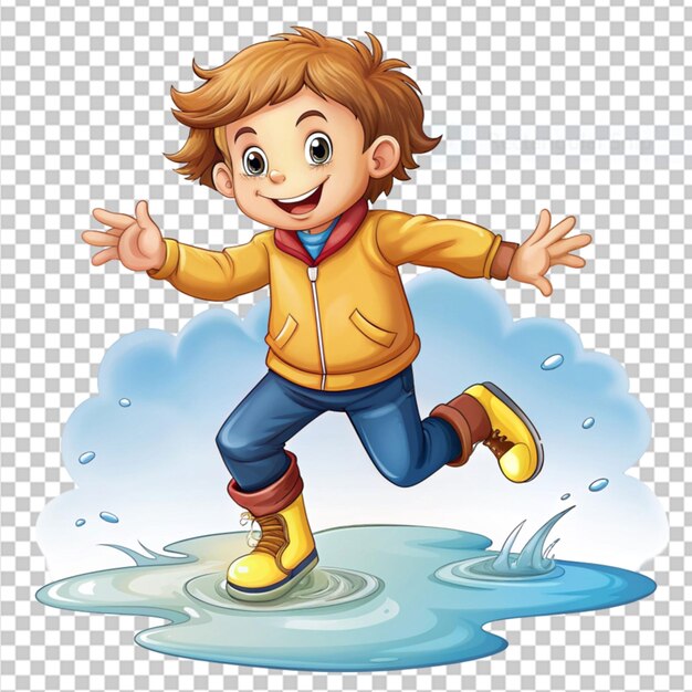 salto de charco sobre un fondo transparente