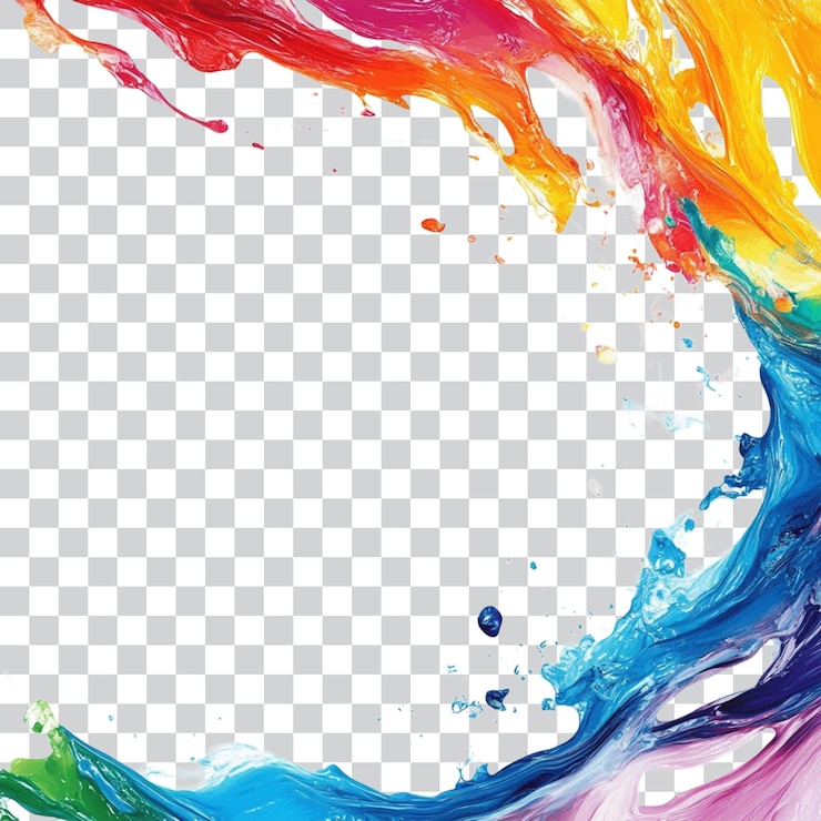 PSD un salto colorido de marco de pintura aislado en un fondo transparente