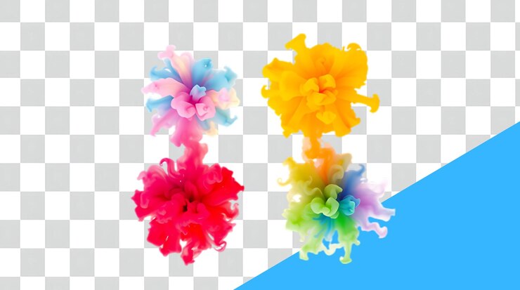 PSD un salto de tinta de colores sobre un fondo transparente