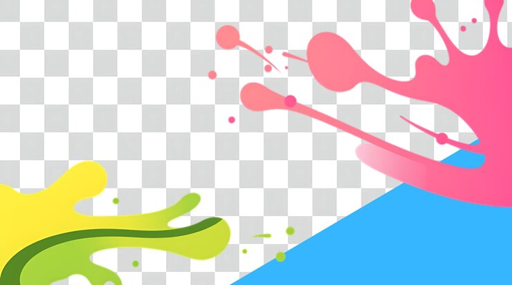 PSD un salto de tinta de colores sobre un fondo transparente