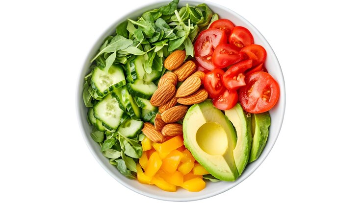 PSD saludable tazón de ensalada de arco iris