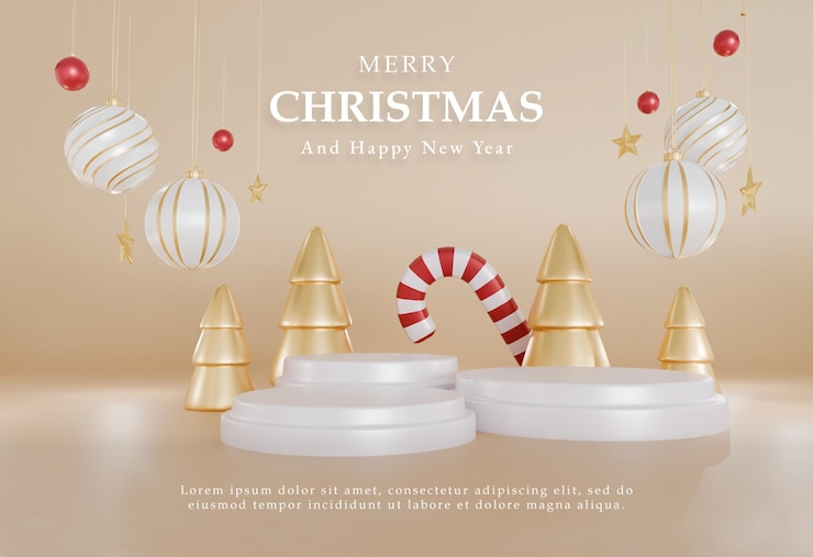 PSD saludo de feliz navidad plantilla de diseño de fondo renderizado en 3d