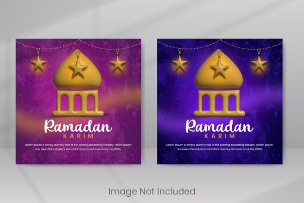 PSD saludo islámico ramadán diseño de pancartas de kareem