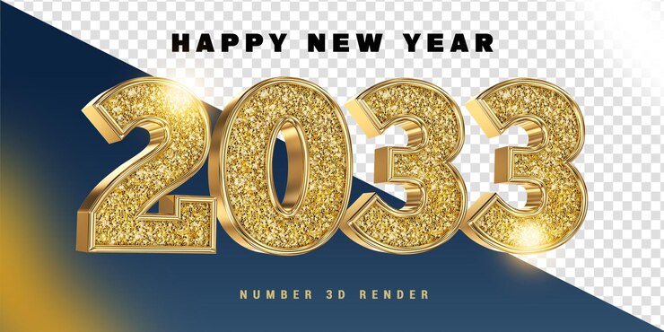 PSD saludo de oro para el año nuevo de 2033