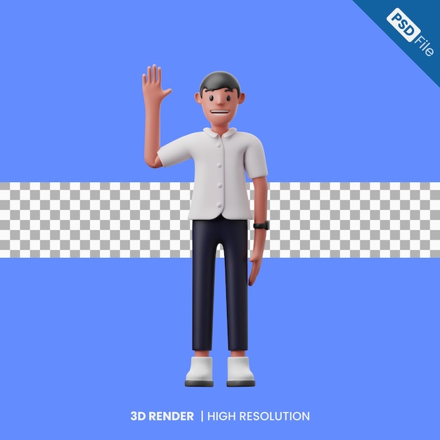 PSD saludo de personaje masculino 3d