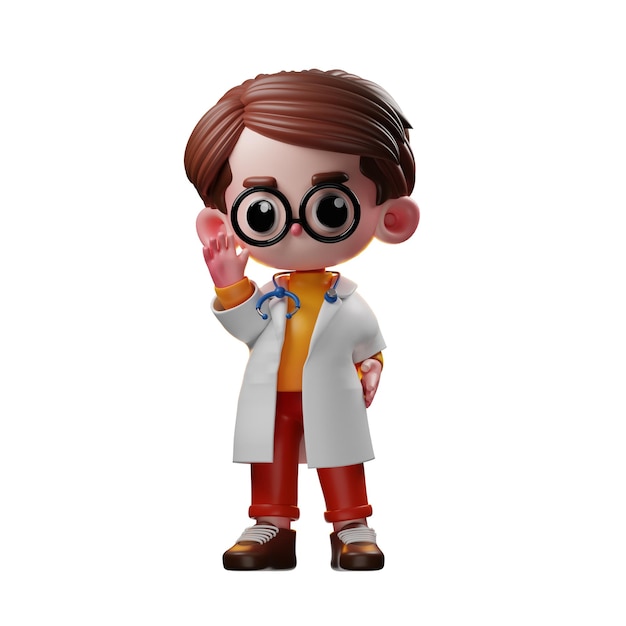 Saludo de personaje médico masculino 3d