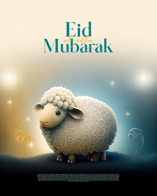 Saludos islámicos Eid al adha mubarak publicación en redes sociales estilo realista 3d generativo ai