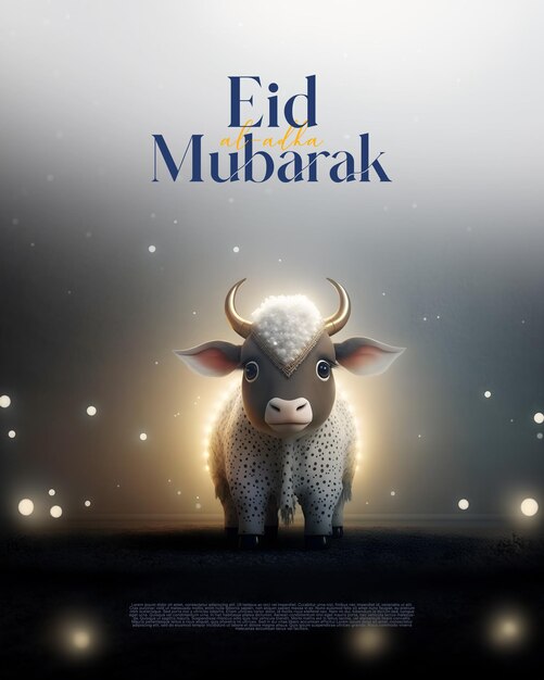 Saludos islámicos Eid al adha mubarak publicación en redes sociales estilo realista 3d generativo ai