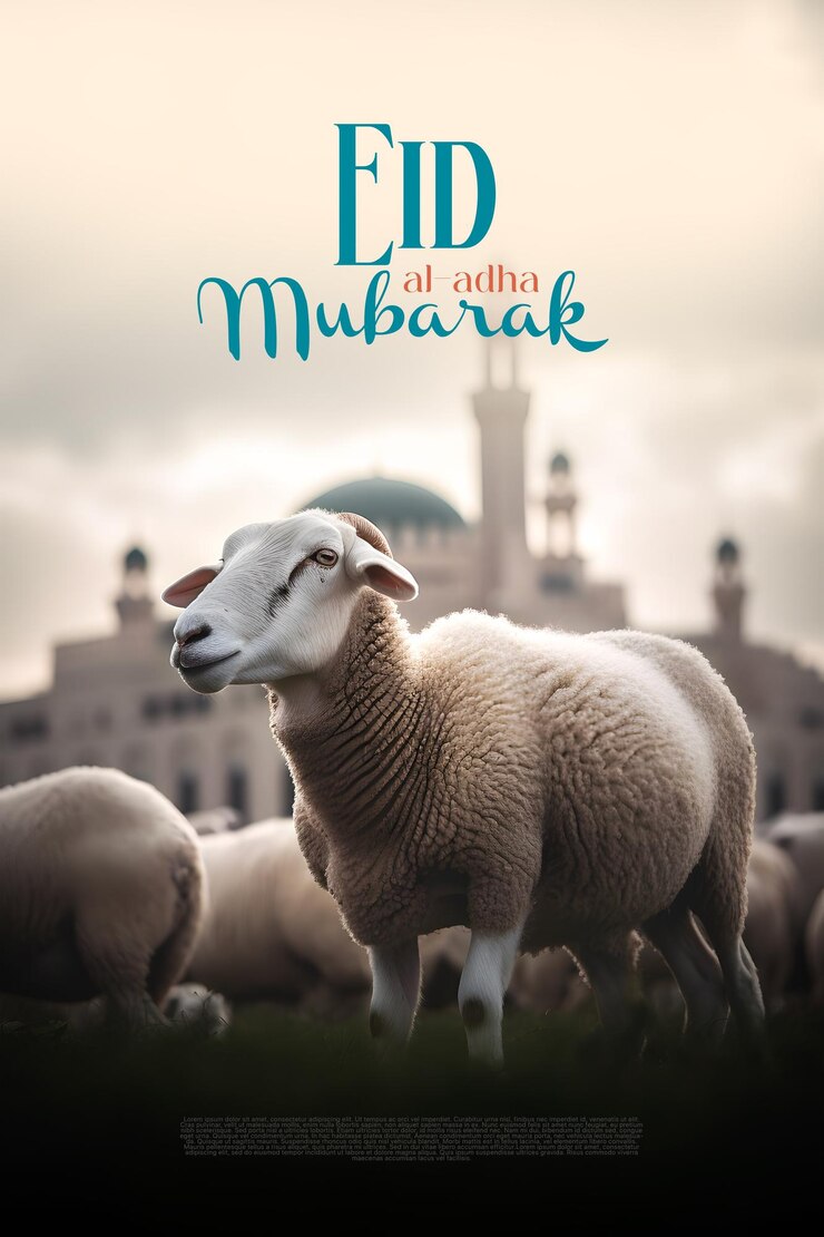 Saludos islámicos Eid al adha mubarak publicación en redes sociales estilo realista 3d generativo ai