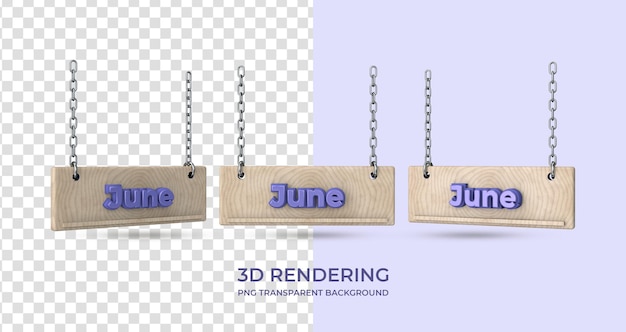 PSD salutation juin bannière rendu 3d isolé fond transparent