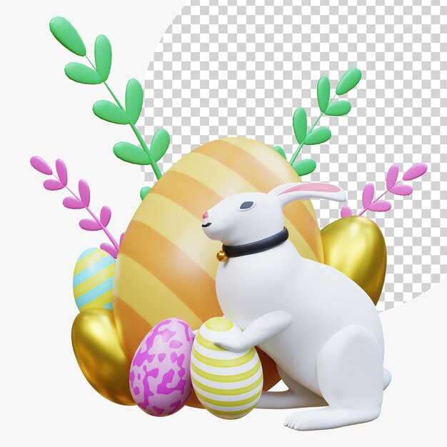 Salutations Et Cadeaux Pour Le Jour De Pâques Avec Des Oeufs De Pâques Concept De Chasse Aux Oeufs De Pâques Bannière De Vacances Affiche Web Dépliant Brochure élégante Printemps Pâques Rendu 3d