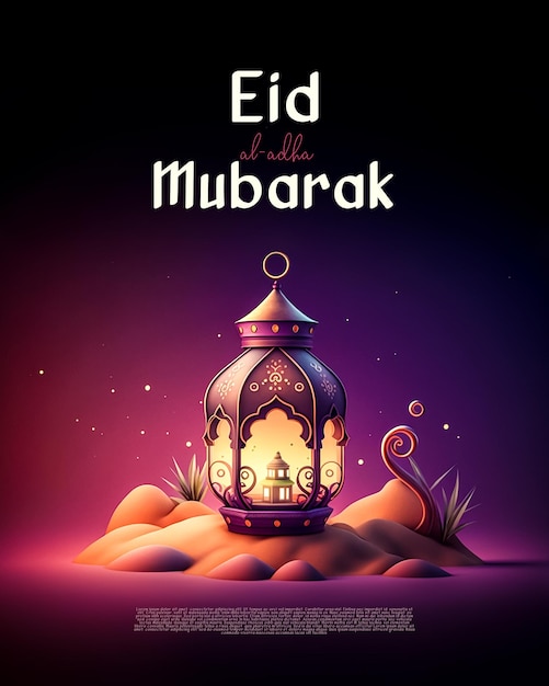 Salutations Islamiques Sur Les Réseaux Sociaux Post Eid Al Adha Mubarak Style De Dessin Animé 3d Ai Génératif