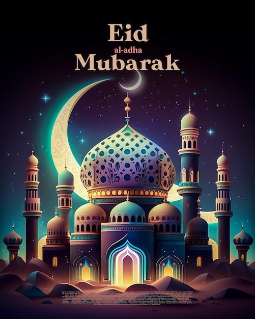 Saluti islamici Eid al adha mubarak social media post 3d stile realistico ai generativi