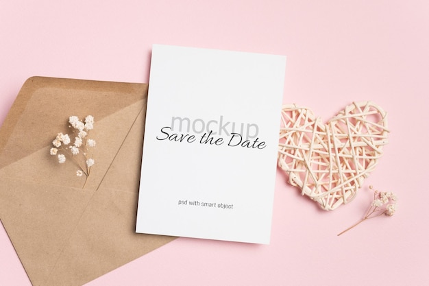 Salva la data o il mockup della carta di invito a nozze