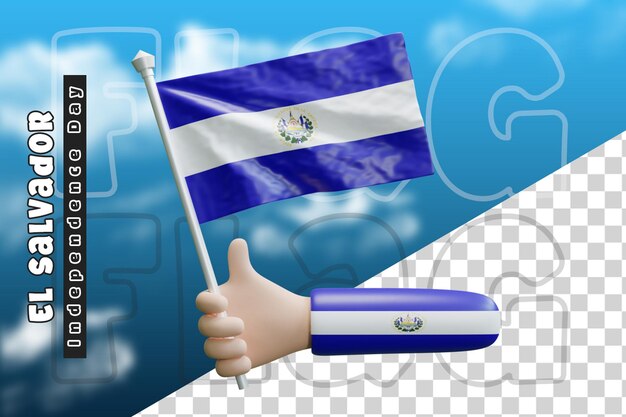 PSD el salvador ondeando la bandera en la mano o la bandera de el salvador en la mano