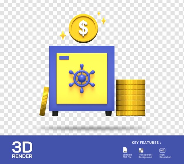 Salvar a ilustração 3d da caixa de depósito