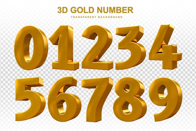 Sammlung von 3D-goldenen Zahlen