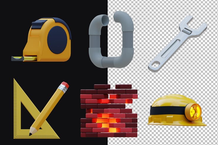 PSD sammlung von 3d-konstruktionssymbolen