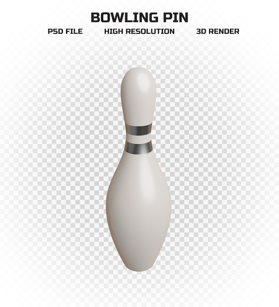 Sammlung von 3D-Rendering-weißen Bowling-Pins mit silbernen Streifen in hoher Auflösung