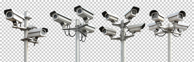 PSD sammlung von cctv-kameras, isoliert auf transparentem hintergrund png psd